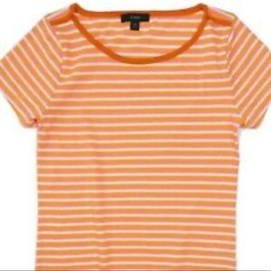 Orange/Pink/White Striped Boat Neck Ringer Tee